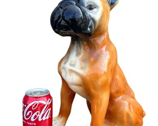 Mid Century Ceramic Boxer Dog Statue