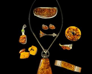 Collection Amber & Sterling Vintage Jewelry