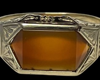 Art Deco Men's 14k Carnelian Ring