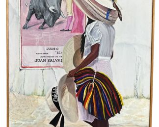 BERNARD WIDEN (1920-2017) Cabo Hat Seller Oil on Canvas