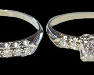 Antique 14k Gold Diamond Engagement Ring Wedding Band Set
