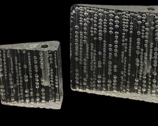 Two Mid Century Glass Bud Vases After KOSTA BODA