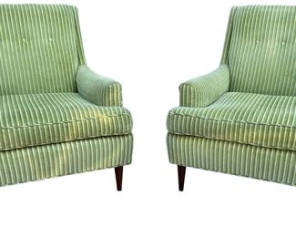 Mid Century Dunbar Style Tuxedo Arm Chair, Pair
