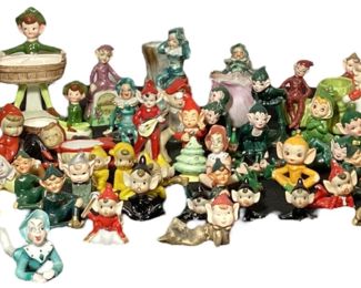 Collection Mid Century Porcelain Elfin, Pixie Figurines Elf
