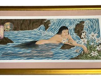 MURAMASA KUDO "Lilies in Stream" Serigraph Print