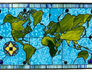 Stained Glass Window Map of the World
