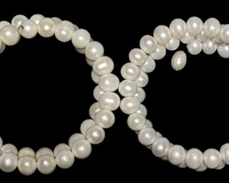Two Cultured White Pearl Coil Bracelets