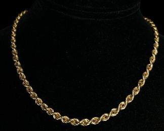 14k Gold Rope Chain Necklace