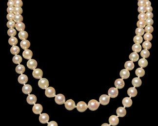 Two 14k Gold Cultured Pearl Necklaces
