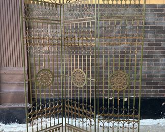 Architectural Wrought Iron Three Panel Screen