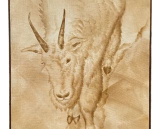 Mid Century Mountain Goat Oil on Canvas