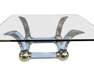 Lucite & Horn Coffee Table, Attr. Karl Springer
