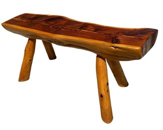 Mid Century Live Edge Bench