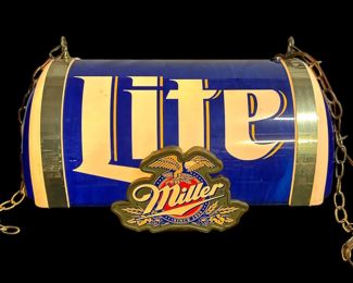 Vintage MILLER LIGHT Billiards Hanging Beer Can Light