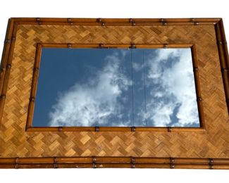 Mid Century Bamboo and Palm Wall Mirror