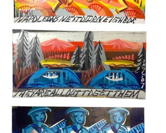 3 Folk Art Korean War Paintings