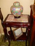 PAIR OF MARBLE TOP TABLES