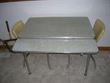 1950S TABLE AND TWO CHAIRS $50.00