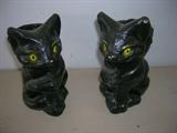 TWO HALLOWEEN BLACK CAT PULP PAPER CANDY HOLDERS