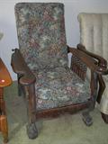 OAK MORRIS CHAIR WITH CLAW FEET