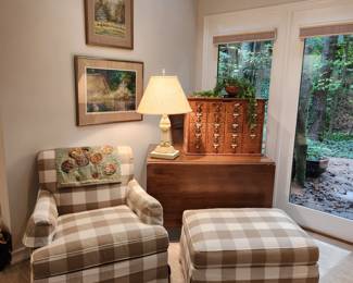 Buffalo Check Chair and Ottoman