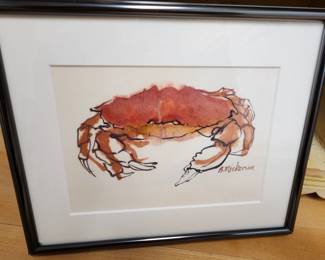 Watercolor "Crab" By B. Nickerson, signed