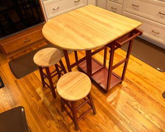 All in one kitchen island with 2 stools - farmhouse red