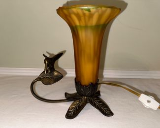 Lovely tulip glass with hummingbird on side