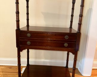 Tall vintage mahogany etagere