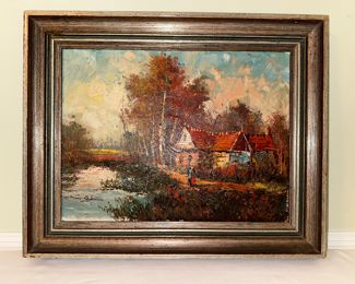 Van Gake "Cabin" oil painting, signed