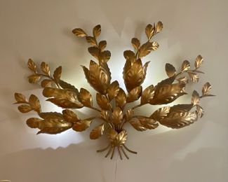Mid Century Italian Tole Gilded Wall Sconce