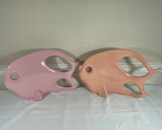 (2) Vintage Jaru Pottery Ceramic Fish