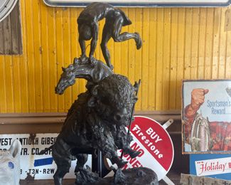 Older Bronze Sculpture, Remington Buffalo Horse