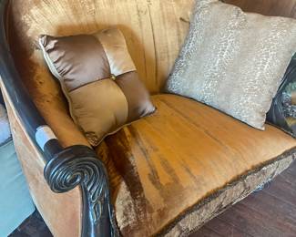 Hand carved chairs with silk