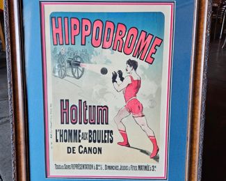 Hippodrome - Late 1800s Holtum the human cannonball catcher original lithograph