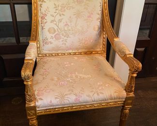 $12,000 ( Originally $44,000) Beautiful custom Louis XV-style dining with 12 custom giltwood chairs                         4 armchairs - 8 side chairs                                                                                  Table 31"h x 74"w x 119" long - plus four 15" leaves