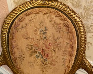 $1,400 Pr. antique French carved giltwood fauteuils                 41"h x 28"w x 25"d