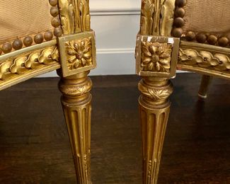 $1,400 Pr. antique French carved giltwood fauteuils                 41"h x 28"w x 25"d