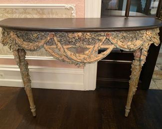 $850.00 Louis-XVI-style console table                                                35"h x 55" long x 19.5"d