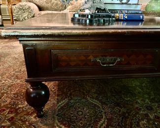 $850.00 Great Inlaid coffee table  18.5"h x 51"w x 63"d