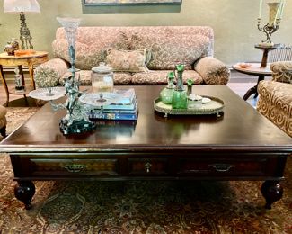 $850.00 Great Inlaid coffee table  18.5"h x 51"w x 63"d