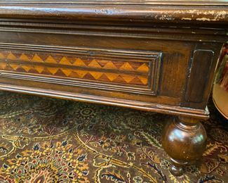 $850.00 Great Inlaid coffee table  18.5"h x 51"w x 63"d