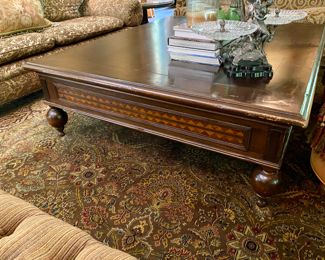 $850.00 Great Inlaid coffee table  18.5"h x 51"w x 63"d