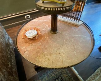 $450.00 Two tier marble-top table 34"h x 30" diameter 