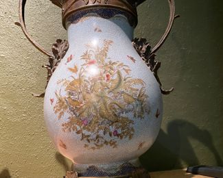 Now $300.00 - Was $350.00 Pr. metal mounted ceramic vases   16"h x 22"w 