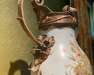 Now $300.00 - Was $350.00 Pr. metal mounted ceramic vases   16"h x 22"w 