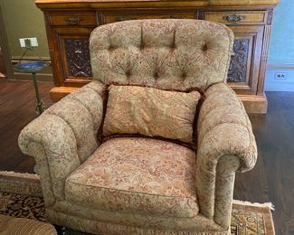 Now $1,200 - Was $1,400  Pr. Albert Vivo tufted back lounge chairs  37"h x 38"w x 31"d