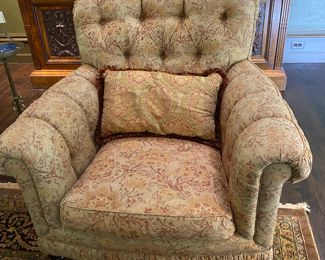 Now $1,200 - Was $1,400  Pr. Albert Vivo tufted back lounge chairs  37"h x 38"w x 31"d