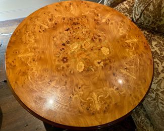 $450.00 French inlaid side table   26"h x 26" diameter