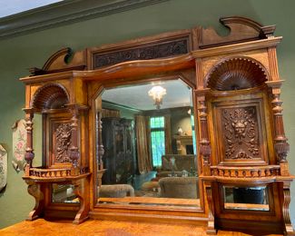 Now $5,100- Was $6,800 Carved Victorian sideboard or back bar cabinet   93"h x 83" long x 30"d